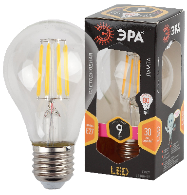 Лампа светодиодная декоративная LED 9 Вт 1170Лм 2700К груша, филамент теплый E27 230В F-LED A60-9W-827-E27