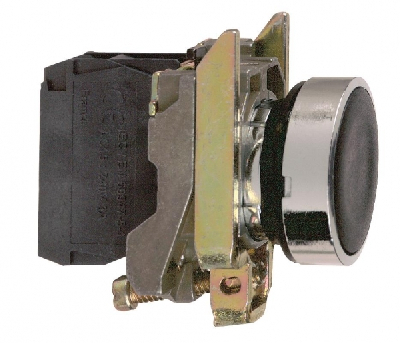 Кнопка черная без фиксации 22мм 1но