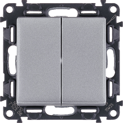 Valena LIFE Переключатель двухклавишный 10А 250В с лицевой панелью Безвинтовые зажимы Алюминий