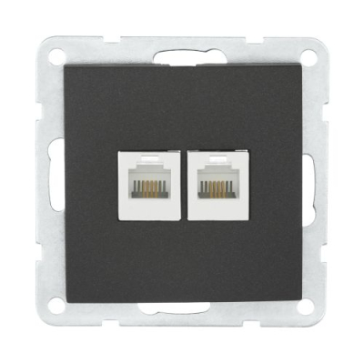 Розетка компьютерная 2хRJ-45 кат. 5е с накладкой (черный бархат) LK60