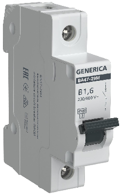 Выключатель автоматический ВА47-29М 1P 1,6А 4,5кА B GENERICA