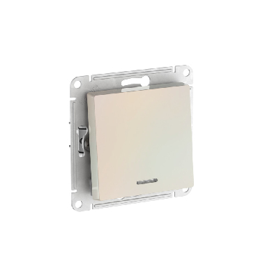 ATLASDESIGN 1-клавишный ВЫКЛЮЧАТЕЛЬ с подсветкой ,сх.1а, 10АХ, быстрозажимные клеммы, ЖЕМЧУГ