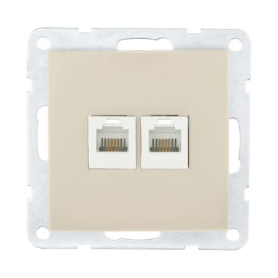 Розетка компьютерная 2хRJ-45 кат. 5е с накладкой (бежевый) LK60