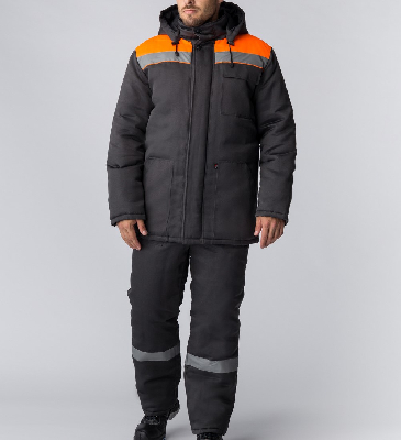 Костюм зимний Партнер NEW (Смесовая, 210) п/к, темно-серый/оранжевый,48-50,182-188