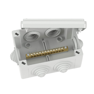 Коробка уравнивания потенциалов 12 зажимов 6      вводов д.25мм 120х80х50мм IP55