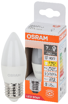 Лампа светодиодная LED Star Свеча 7Вт (замена 60Вт), 600Лм, 2700К, цоколь E27 OSRAM