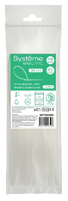 Стяжка кабельная MultiSet 300х3.6 Белая (100шт)