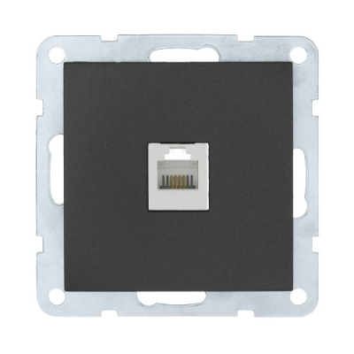 Розетка компьютерная RJ-45 кат. 5е с накладкой (черный бархат) LK60
