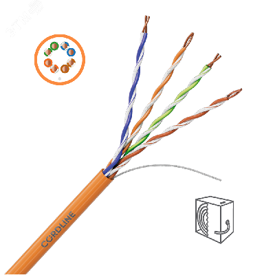 Витая пара СORDLINE U/UTP 4 пары 5e Сu 24A        G(0,51мм) вн.LSZH орн.305м