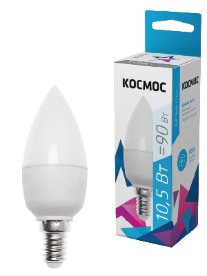 Лампа светодиодная LED 10.5Вт Свеча 220В Е14 D37х100 4500К белый 840 лм