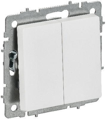 BRITE Выключатель 2-клавишный проходной 10А ВС10-2-6-БрАБ арктический белый IEK