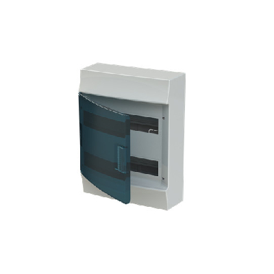 Щит распределительный навесной 24 модуля ЩРн-п-24 пластиковый Mistral41 зеленая прозрачная дверь с клеммами IP41