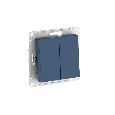 ATLASDESIGN 2-клавишный ПЕРЕКЛЮЧАТЕЛЬ, сх.6/2, 10АХ, быстрозажимные клеммы, АКВАМАРИН