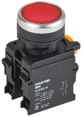 Кнопка d=22мм 1NO+1NC красная MASTER IEK