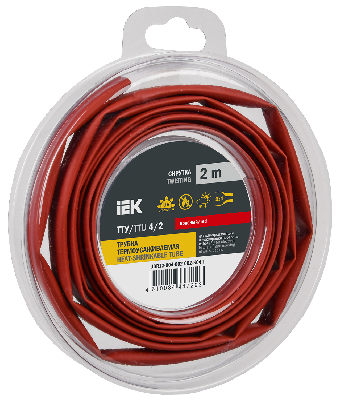 Трубка термоусадочная ТТУ нг-LS 4/2 красная (2м/упак) IEK