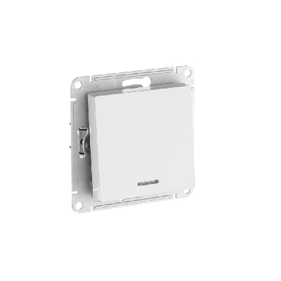 ATLASDESIGN 1-клавишный ПЕРЕКЛЮЧАТЕЛЬ с подсветкой, сх.6а, 10АХ, быстрозажимные клеммы, БЕЛЫЙ