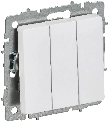BRITE Выключатель 3-клавишный 10А ВС10-3-0-БрАБ арктический белый IEK