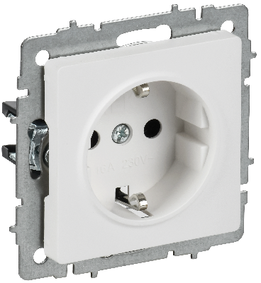 BRITE Розетка 1-местная с заземлением без защитных шторок 16А РС11-1-0-БрАБ арктический белый IEK