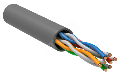 Витая пара U/UTP кат.5E 4х2х24AWG solid LSZH серый 100м ITK