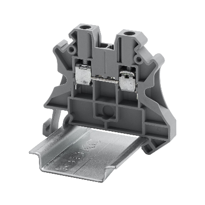 Клемма проходная, винтовой зажим, 2 точки подключения, 4 кв.мм, серая