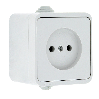 Прага Розетка 10А без заземления IP44 белая