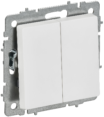 BRITE Выключатель 2-клавишный 10А ВС10-2-0-БрАБ арктический белый IEK