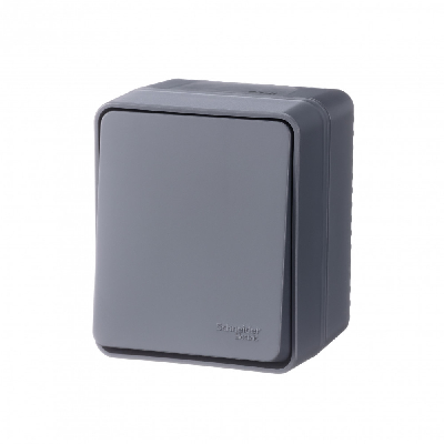 AtlasDesign Profi54 переключатель одноклавишный IP54 10 АХ, АНТРАЦИТ, Россия