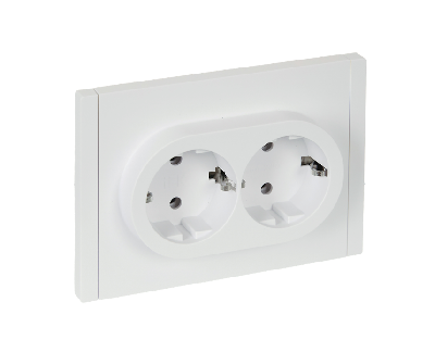 FORTE&PIANO Розетка 2-местная с заземлением без защитных шторок безвинтовое крепление 16А FP224 белый IEK