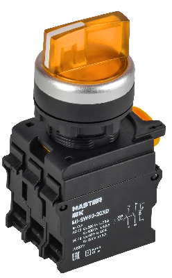 Переключатель с подсветкой 3 полож. 2NO жёлтый MASTER IEK