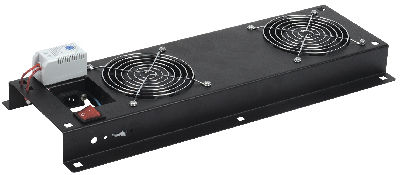 Панель вентиляторная с выключателем и термостатом 2 модуля черная