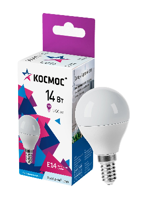 Лампа светодиодная LED 14Вт Шар 220В Е14 D45х80 6500К холодный 1260 лм