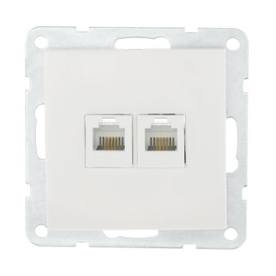 Розетка компьютерная 2хRJ-45 кат. 5е с накладкой (белый) LK60