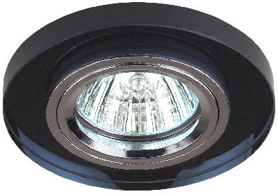 Светильник декор стекло круглое MR16,12V/220V, 50W, хром/черный DK7 CH/BK