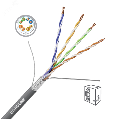 Витая пара СORDLINE F/UTP 5e Сu 4х2х0.48 PVC IN MID, серый, 305м