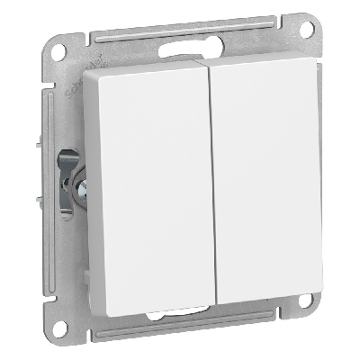 ATLASDESIGN 2-клавишный ВЫКЛЮЧАТЕЛЬ с самовозвратом, сх.5, 10АХ, механизм, БЕЛЫЙ