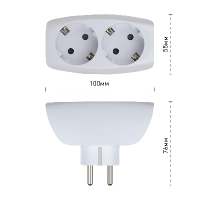 Тройник 2гн, с заземл, со шторками (белый) (10/60/1440) SP-2e-W