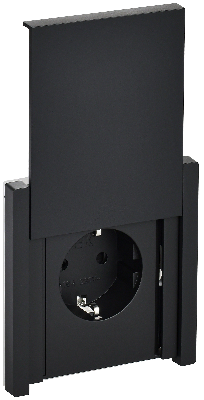 FORTE&PIANO Розетка 1-местная с заземлением с защитными шторками и крышкой винтовое крепление 16А IP44 FP121 черный IEK
