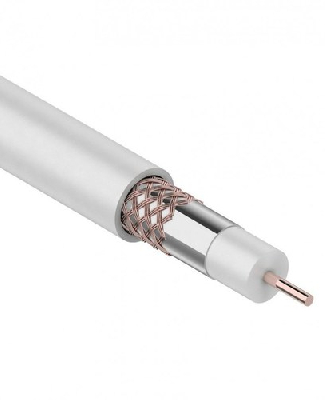 Кабель коаксиальный RG-6U+Cu, 75 Ом, Cu/Al/Cu, 75%, бухта 100 м, белый, REXANT