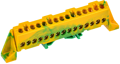 TEKFOR Шина PE земля в комбинированном DIN-изоляторе Стойка 6х9-15-ЖЗ IEK