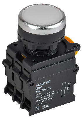 Кнопка с подсвет. и фикс. d=22мм 1NO+1NC белая MASTER IEK