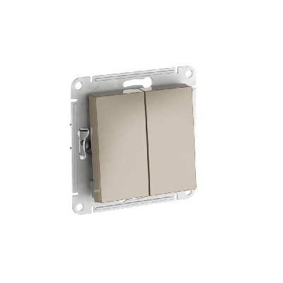 ATLASDESIGN 2-клавишный ВЫКЛЮЧАТЕЛЬ, сх.5, 10АХ, быстрозажимные клеммы, ШАМПАНЬ