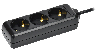 Удлинитель У03 3 места с заземлением 5м 3х1мм2 16А 250В черный