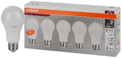 Лампа светодиодная LED 15 Вт E27 4000К 1200Лм груша 220 В (замена 125Вт) OSRAM паковка 5 штук