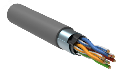 Витая пара F/UTP кат 5е 4 пары 24AWG solid 305м PVC серый