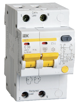 Выключатель автоматический дифференциальный АД-12 2п 32А 30мА С
