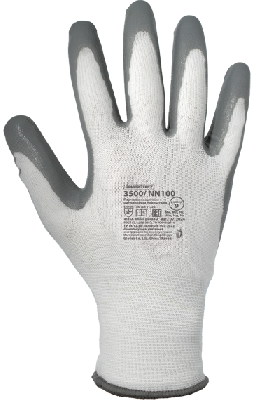 Перчатки нейлоновые бесшовные повышенной плотности с частичным нитриловым покрытием, цвет белый/серый ArmProtect 3500/NN100 р.9