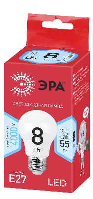 Лампа светодиодная LED A55-8W-840-E27,груша,8Вт,нейтр,E27