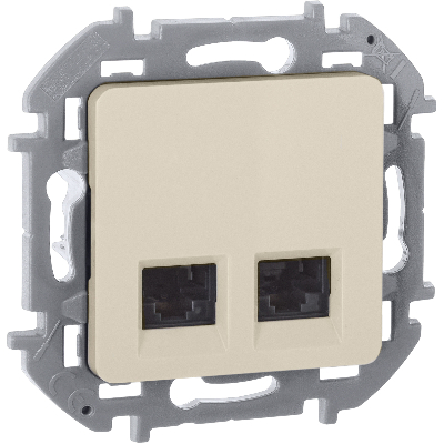 Розетка компьютерная двойная RJ45 категория 6 UTP слоновая кость INSPIRIA