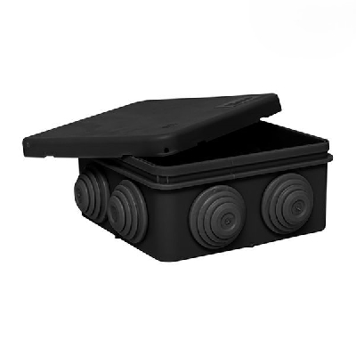 Коробка распаячная КМР-030-031 с крышкой (80х80х50) 7 мембранных вводов чёрная IP54 EKF