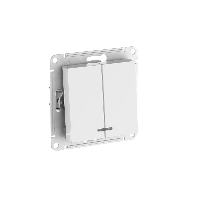 ATLASDESIGN 2-клавишный ВЫКЛЮЧАТЕЛЬ с подсветкой, сх.5а, 10АХ, быстрозажимные клеммы, БЕЛЫЙ